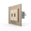 Розетка двойная USB LIVOLO с блоком питания 5В 2.1А золотая VL-C792USB-13