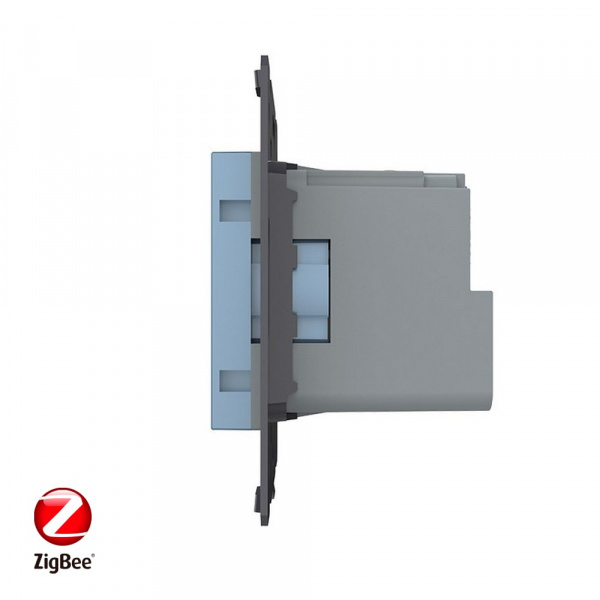 Розетка электрическая ZigBee (Wi-Fi) с заземлением защитными шторками 16A Livolo, цвет синий (механизм)