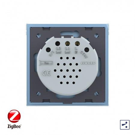 Сенсорный проходной выключатель Livolo ZigBee (Wi-Fi) 1 клавиша 1 пост Синий