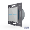 Одноклавишный проходной сенсорный выключатель Livolo Quadro с функцией радиоуправления, цвет серый (механизм)
