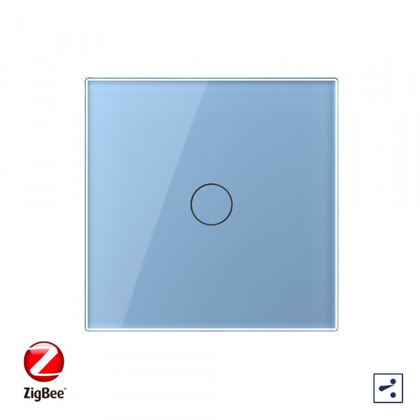 Сенсорный проходной выключатель Livolo ZigBee (Wi-Fi) 1 клавиша 1 пост Синий
