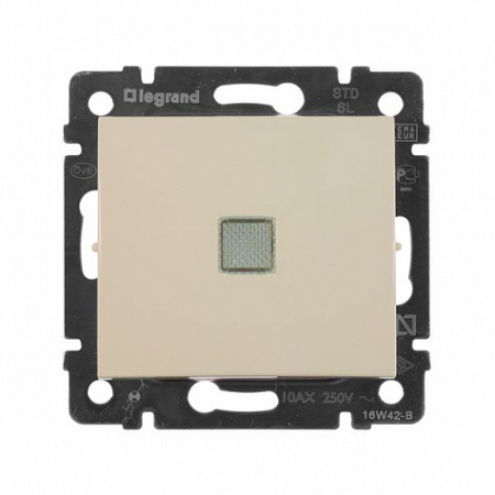 Переключатель проходной одноклавишный 10A с подсветкой Слоновая кость. Legrand. Valena