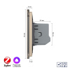 Одноклавишный проходной умный сенсорный диммер Livolo ZigBee, 1 пост, Золотой VL-C701SD2Z-2AG
