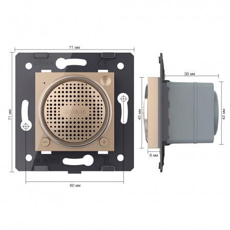 Bluetooth 5.0 колонка Livolo, цвет золотой (механизм) VL-FCF-2AP