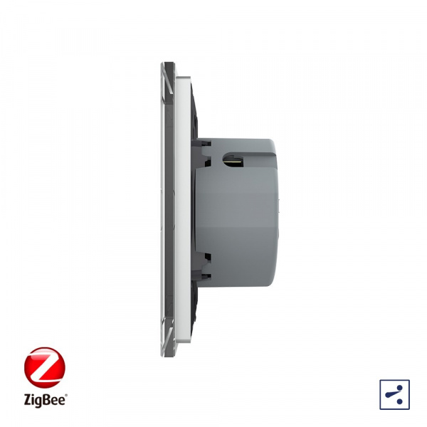 Сенсорный проходной выключатель Livolo ZigBee (Wi-Fi) 2 клавиши 1 пост Серый