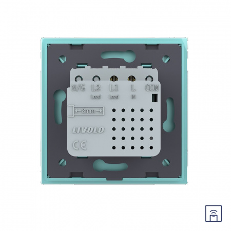 Одноклавишный сенсорный выключатель Livolo Module с функцией радиоуправления, цвет зеленый
