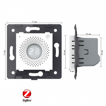 Датчик температуры и влажности ZigBee Livolo, цвет белый (механизм) VL-FCEZ-2WP