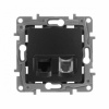 Розетка телефон/интернет RJ11/RJ45 UTP кат.5 Антрацит. Legrand. Etika