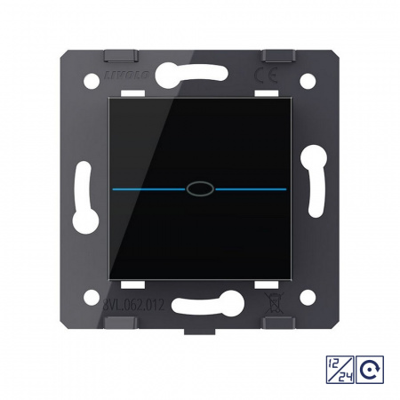 Одноклавишная сенсорная кнопка Livolo Quadro 12/24В, цвет черный (механизм)