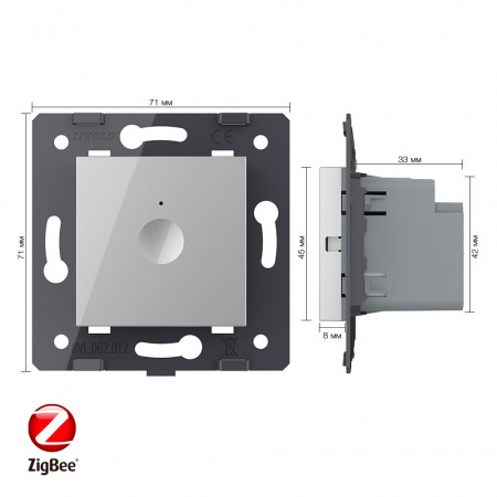 Одноклавишный сенсорный выключатель Livolo ZigBee Module, цвет серый (механизм)