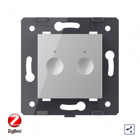 Двухклавишный проходной сенсорный выключатель Livolo ZigBee Module, цвет серый (механизм)