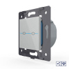 Двухклавишный проходной сенсорный выключатель Livolo Quadro с функцией радиоуправления, цвет серый (механизм)