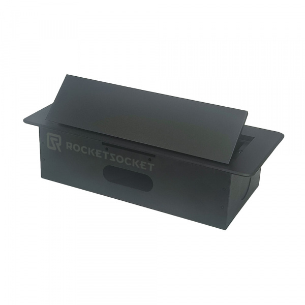 Розетка горизонтальная выдвижная 2 Euro 16A, USB type A+C с блоком 18W RocketSocket, цвет черный
