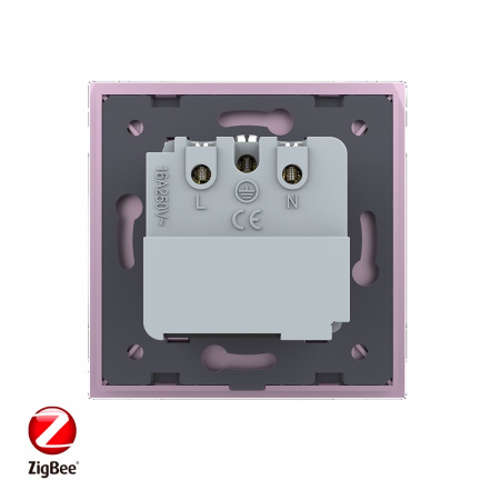 Розетка электрическая ZigBee (Wi-Fi) с заземлением защитными шторками 16A Livolo 1 пост Розовая