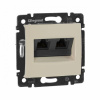 Розетка двойная компьютерная RJ45 UTP кат.5e на захватах Слоновая кость. Legrand Valena