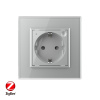 Розетка электрическая ZigBee (Wi-Fi) с заземлением защитными шторками 16A Livolo 1 пост Серая