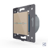 Двухклавишный проходной сенсорный выключатель Livolo Quadro, цвет золотой (механизм)