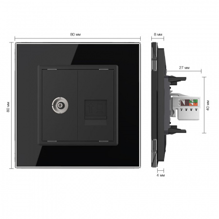 Розетка ТВ-Компьютер LIVOLO черная VL-C791VC-12