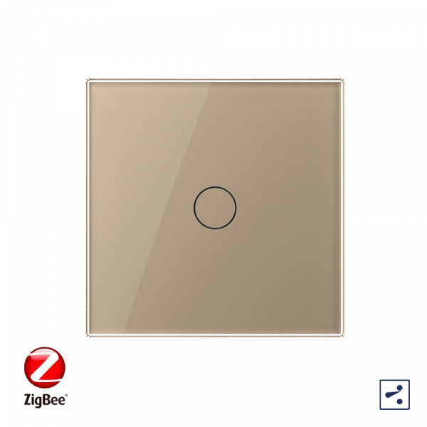 Сенсорный проходной выключатель Livolo ZigBee (Wi-Fi) 1 клавиша 1 пост Золотой