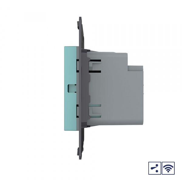 Одноклавишный проходной сенсорный выключатель Livolo Module с функцией радиоуправления, цвет зеленый (механизм)