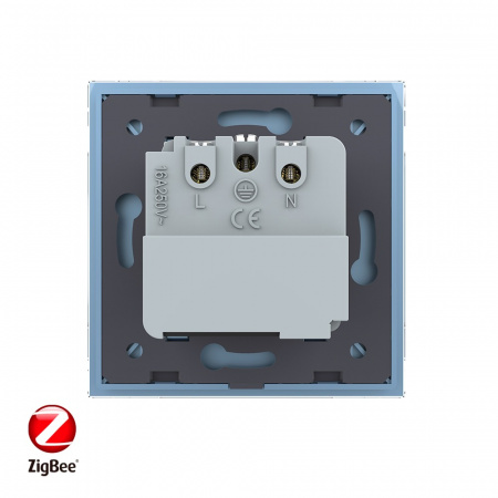 Розетка электрическая ZigBee (Wi-Fi) с заземлением защитными шторками 16A Livolo 1 пост Синяя