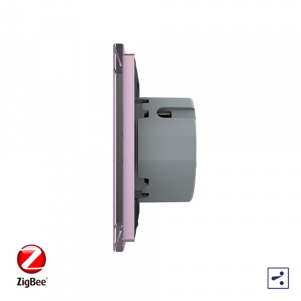 Сенсорный проходной выключатель Livolo ZigBee (Wi-Fi) 2 клавиши 1 пост Розовый