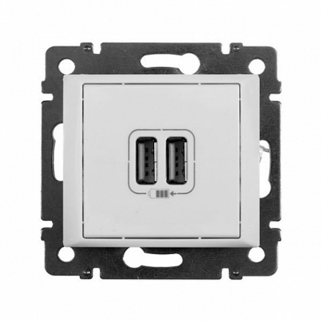 Зарядное устройство с 2-мя коннекторами USB 1500 мА Белый. Legrand Valena